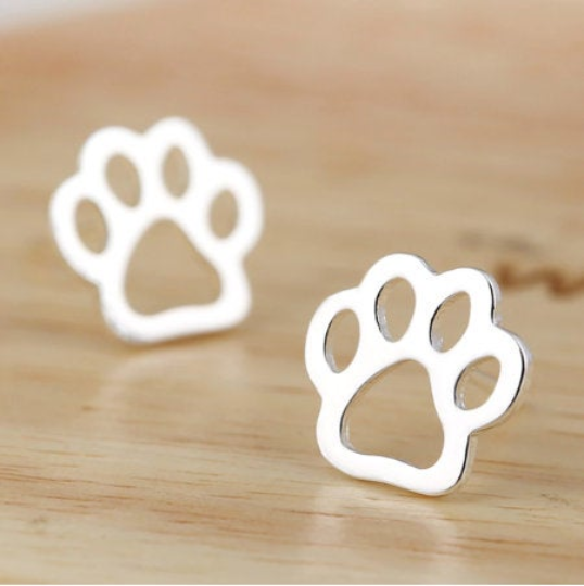 Paw print earringsm - silver