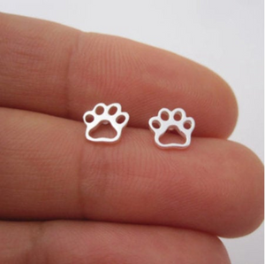 Paw print earringsm - silver