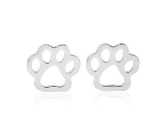 Paw print earringsm - silver