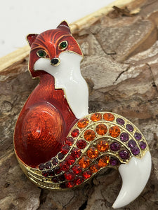 Enamel fox brooch
