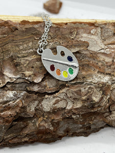 Artist palette pendant necklace