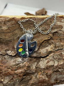 Artist palette pendant necklace