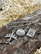 Load image into Gallery viewer, Travel brooch passport aeroplane pin

