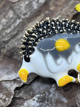 Load image into Gallery viewer, Hedgehog with daisy - enamel brooch badge
