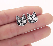 Load image into Gallery viewer, Cat floral stud earrings
