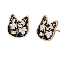 Load image into Gallery viewer, Cat floral stud earrings

