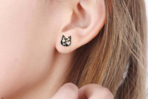 Cat floral stud earrings