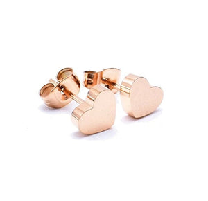 Rose gold heart stud earrings