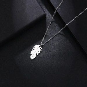 Stainless feather pendant