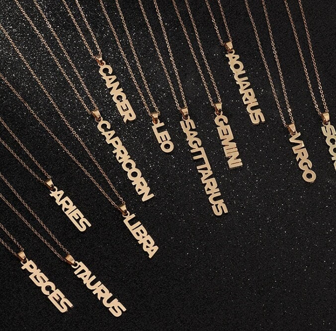 Star sign stainless steel pendants gold